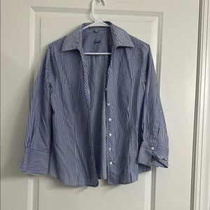 Foxcroft 100% Cotton Blue and White Button Down Shirt